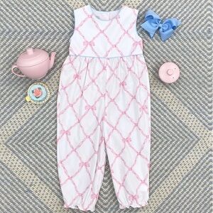 TBBC Belle Meade Bow/Buckhead Blue Sleeveless Rebecca Romper NWT 4T